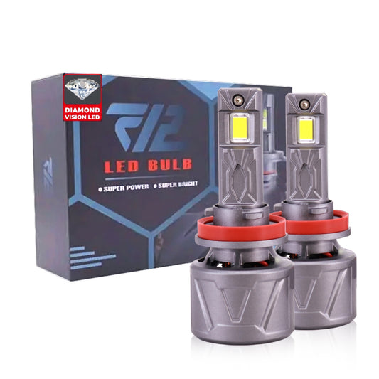 Diamond Vision LED F12 LED Headlight Bulbs New for 2025 (replaces F9), 44000 Lumen, 220W Ultimate Brightness LED, 6500K Pure White, Newest Double Wide LED Chip, available in multiple sizes, Canbus