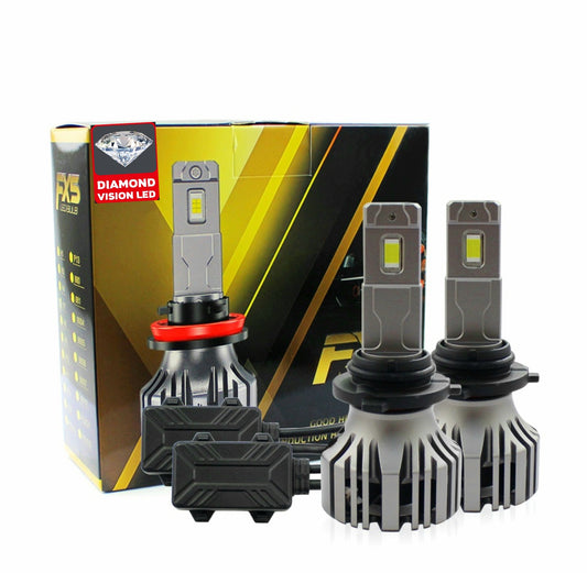 Diamond Vision LED FX5 LED Headlight Bulbs New for 2025, 38000 Lumen, 140W Max Brightness LED, 6500K Pure White, Double Wide LED Chip, available in multiple sizes, Canbus