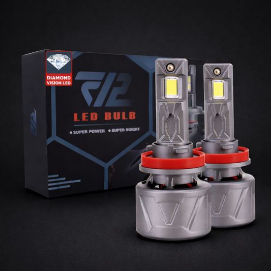Diamond Vision LED F12 LED Headlight Bulbs New for 2025 2026 (replaces F9), 44000 Lumen, 220W Ultimate Brightness LED, 6500K Pure White, Newest Double Wide LED Chip, available in multiple sizes, Canbus
